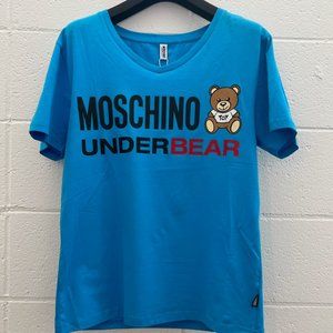 SS20 Moschino Underwear Jeremy Scott Blue Underbear Teddy Bear T-shirt